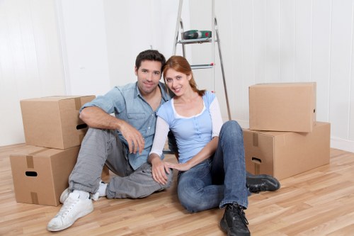 Packed student belongings prepared for a local move in Stockwell